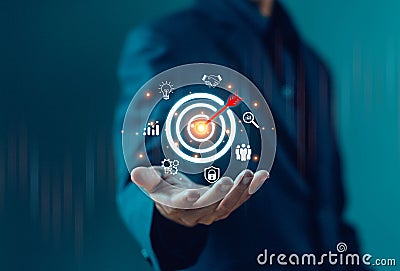 target icon digital business growth. concept of manager vision performance to a business plan and focus goal strategy of corporate Stock Photo