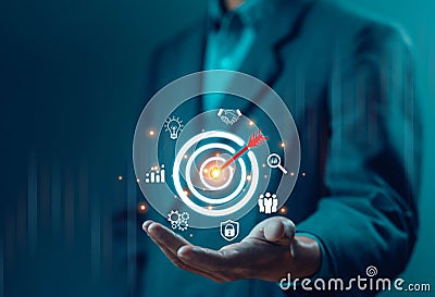 target icon digital business growth. concept of manager vision performance to a business plan and focus goal strategy of corporate Stock Photo