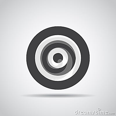 Target icon with shadow on a gray background. Vector illustration Cartoon Illustration