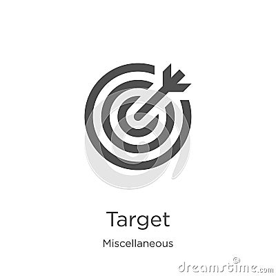 target icon vector from miscellaneous collection. Thin line target outline icon vector illustration. Outline, thin line target Vector Illustration