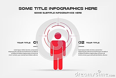 Target infographics with circle. Element of chart, graph, diagram with 2 options - parts, processes, timeline. Vector Vector Illustration