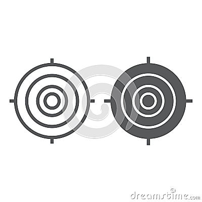 Target line and glyph icon, focus and goal, aim sign, vector graphics, a linear pattern on a white background. Vector Illustration