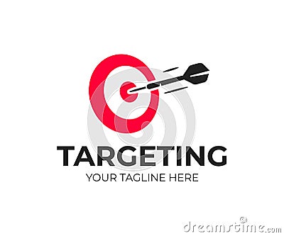Target logo design. Dartboard and dart vector design Vector Illustration