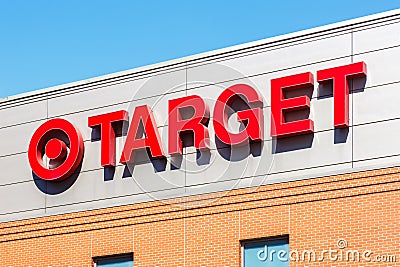 Target logo on a discount department store branch supermarket shop discounter in Chicago, Illinois Editorial Stock Photo