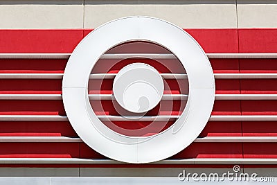 Target logo on a discount department store branch supermarket shop discounter in Grapevine, Texas Editorial Stock Photo