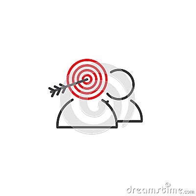 Target market icon with people & target Vector Illustration