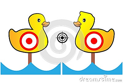 Target painted yellow ducks for shooting range and Entertainment Vector Illustration
