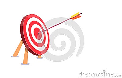 A target with red circles and an arrow stuck in the middle. Vector Illustration