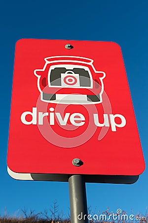 Target Retail Store Drive Up Delivery Sign and Trademark Logo Editorial Stock Photo