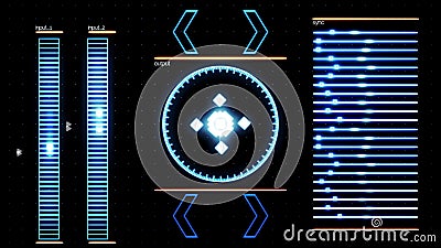 Target scanner with radar rotation, display computer data, high tech concept. Animation. Close up for laptop screen and Stock Photo