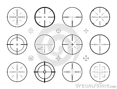 Target, sight sniper set of icons. Hunting, rifle scope, crosshair symbol. Vector illustration Vector Illustration