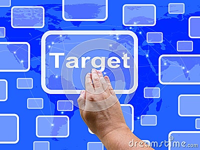 Target Touch Screen Shows Aims Objectives Stock Photo