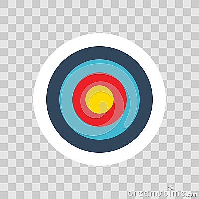 Target on transparent background. Dartboard goal vector color icon in flat Vector Illustration