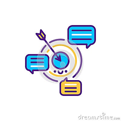 Targeted messaging line color icon. SMM promotion. Sign for web page, mobile app, button, logo. Vector isolated element. Editable Vector Illustration