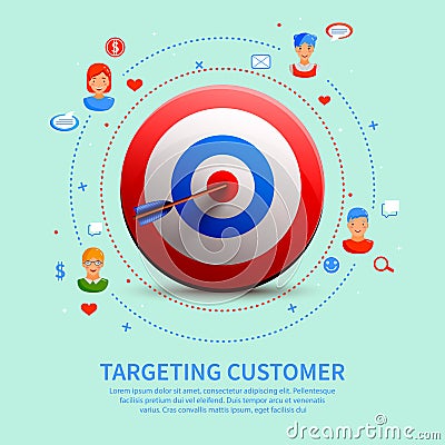 Targeting Customer Round Composition Vector Illustration