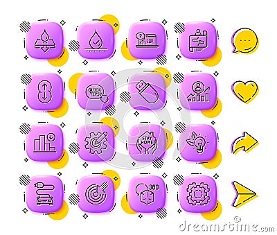 Targeting, Online help and Journey path line icons. For web app, printing. App 3d buttons icons. Vector Vector Illustration