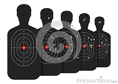 Targets for training shooting. Silhouettes in the form of a person for learning to shoot weapons. Vector illustration Vector Illustration