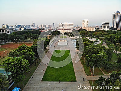 TARIAL VIEW OF TAMAN BANTENG IN CENTRAL JAKARTA, INDONESA Editorial Stock Photo