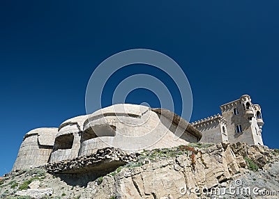 Tarifa Castle of GuzmÃ¡n el Bueno with Defensive Towers -Spain, Stock Photo