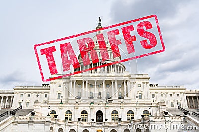 Tariff Stamp on United States Capitol Stock Photo