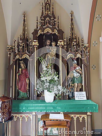 Tarnowskie Gory Strzybnica, Poland, July 01, 2023: Parish Church of the Sacred Heart of Jesus and Our Lady of Fatima in Strzybnica Editorial Stock Photo