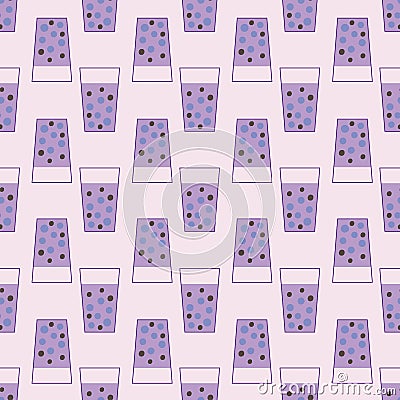 Taro purple bubble tea seamless vector pattern Vector Illustration