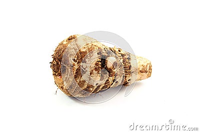 Taro root or eddoes root isolated on white background Stock Photo