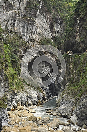 Taroko gorge, Taiwan. River and mountain sides Stock Photo