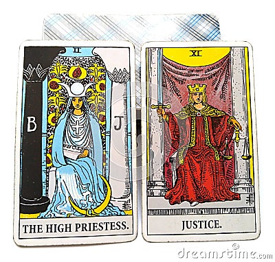 Tarot Birth Card High Priestess Justice Stock Photo