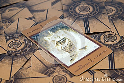 Tarot card The High Priestess. Labirinth tarot deck. Esoteric background. Editorial Stock Photo