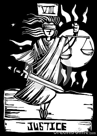 Tarot Card Justice Vector Illustration