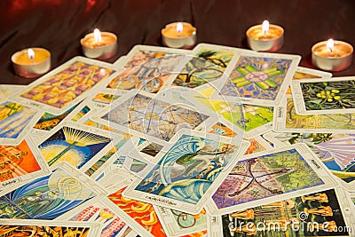 Tarot card Knight of Cups. Esoteric background Editorial Stock Photo