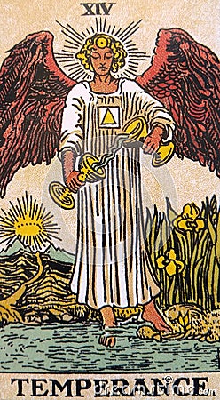 Temperance Tarot Card healing harmony adaptability Stock Photo