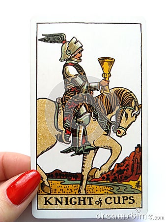 The Knight of Cups â€“ The Lover & Peacemaker Tarot Cards Divination Occult Magic Stock Photo