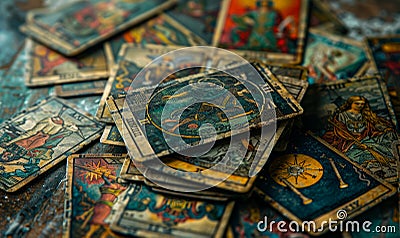 Tarot cards. Fortunetelling and prediction the concept Stock Photo