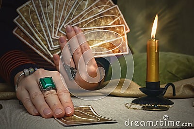 Tarot cards. Future reading. Fortune teller concept. Stock Photo