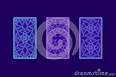 Tarot cards by reverse side. Classic designs Vector Illustration
