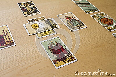 Tarot cards spread Editorial Stock Photo