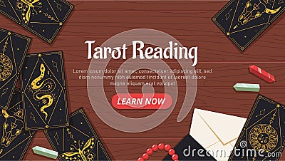 Tarot reading top view vector banner Vector Illustration