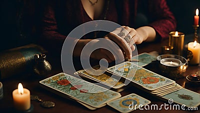 tarot reading women mysterious fortune teller Stock Photo