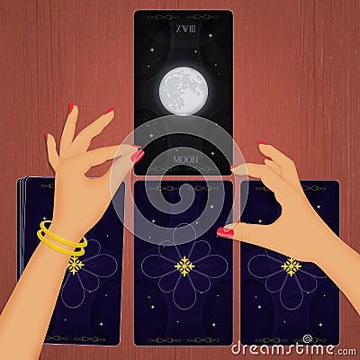 Tarot view from above Cartoon Illustration