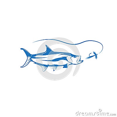 Tarpon fish and lure vector design Vector Illustration