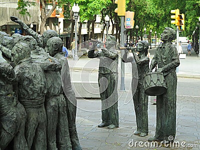 TARRAGONA, SPAIN - 06.07.2022:Statue of Castellers celebrate the colles castelleres Editorial Stock Photo
