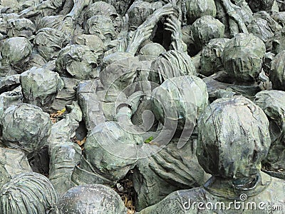 TARRAGONA, SPAIN - 06.07.2022:Statue of Castellers celebrate the colles castelleres Editorial Stock Photo