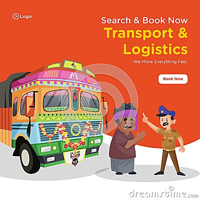 Transport and logistics banner design Vector Illustration