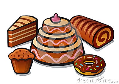 Tart and cakes Vector Illustration