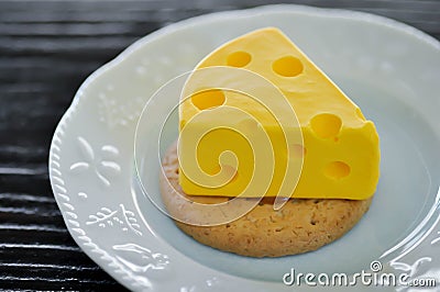 Tart , cheese tart or cheese cake and biscuit Stock Photo