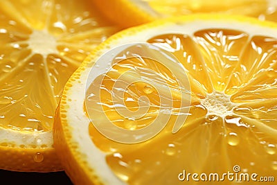 Tart and Tangy: Close-Up of a Thin Slice of Zesty Lemon Fruit Stock Photo