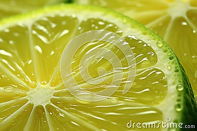 Tart and Tangy, Close-Up of a Thin Slice of Zesty Lemon Fruit Stock Photo