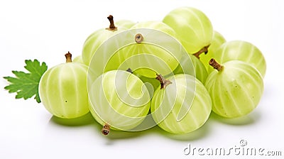 Tart Treasures: Exquisite Gooseberry on White Stock Photo